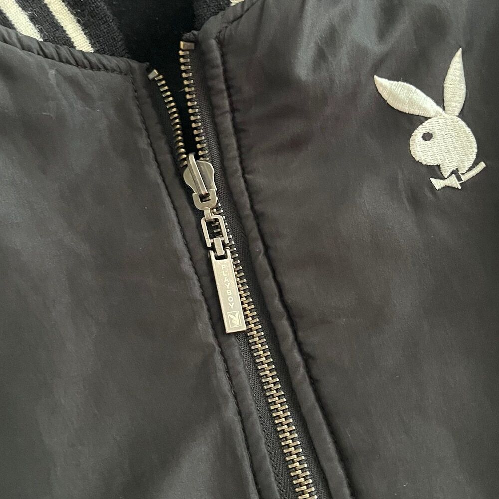 Vintage Playboy Varsity Jacket Reversible Women’s Size Small Y2K Sweater 2000s - Picture 9 of 12
